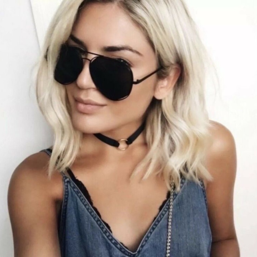 💥 CLEARANCE Blackout Smoke Lens Classic Aviator Sunglasses - Picture 1 of 4